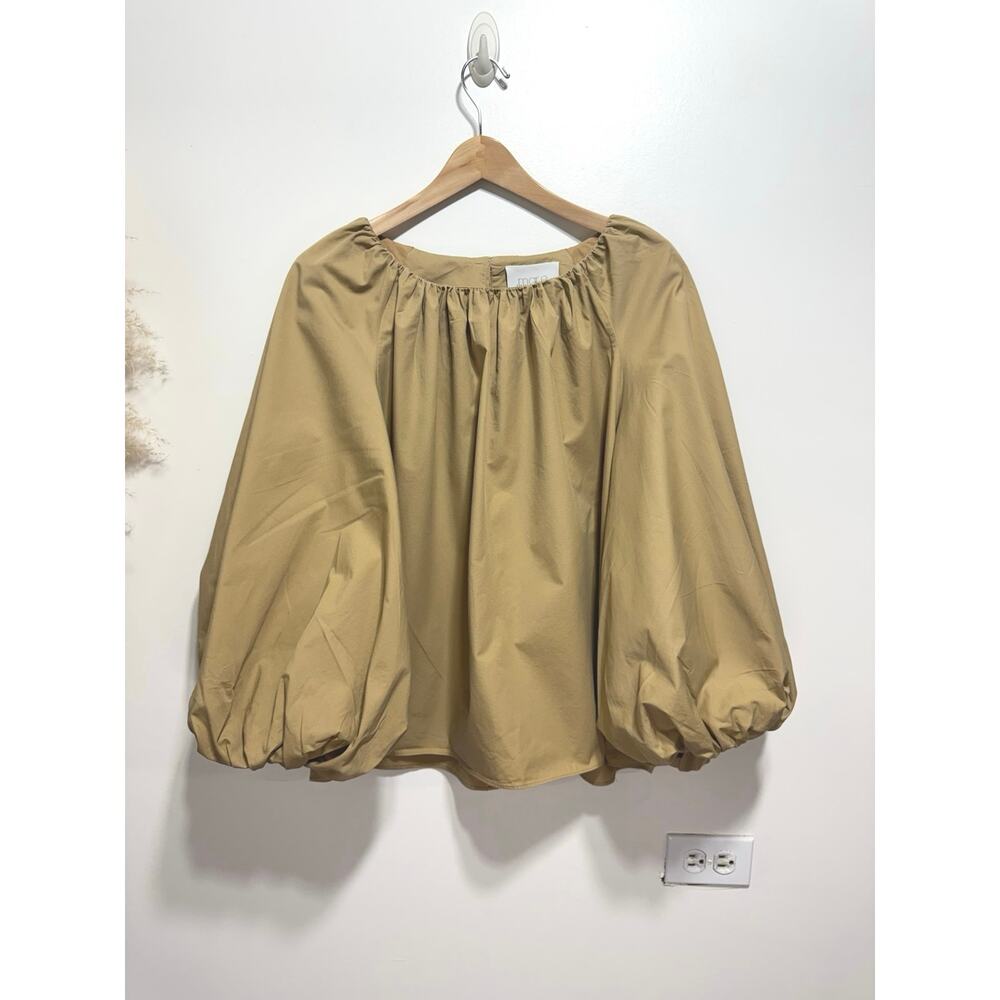 MARE MARE x Anthropologie Long Balloon Sleeve Crew-neck Blouse Size XL In Beige - Picture 5 of 11